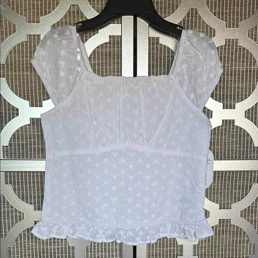 NWT kids Wonder Nation White Smocked Cap Sleeve Blouse